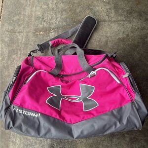 Under Armour Magenta and Charcoal Duffel Bag
